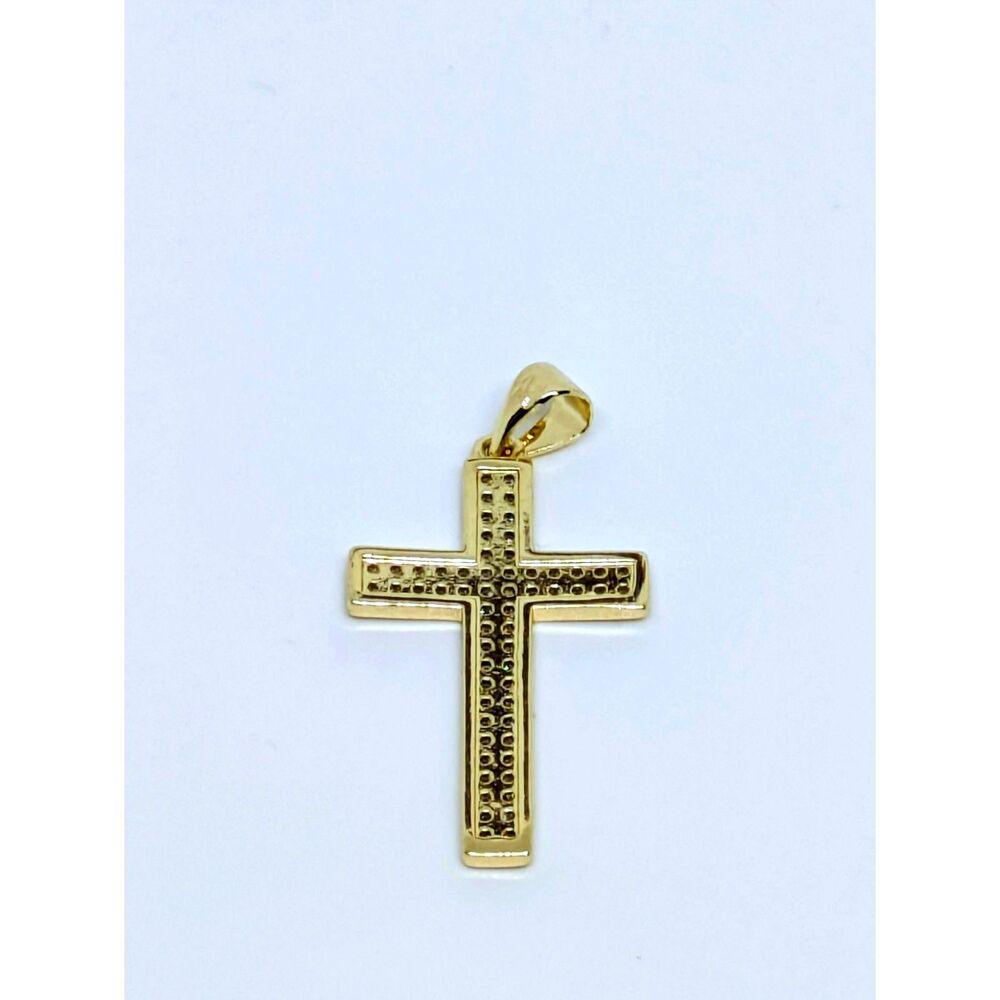 Mens New micro pave 14K Gold Filled iced out cz Cross Pendant (Unisex) - Picture 4 of 4